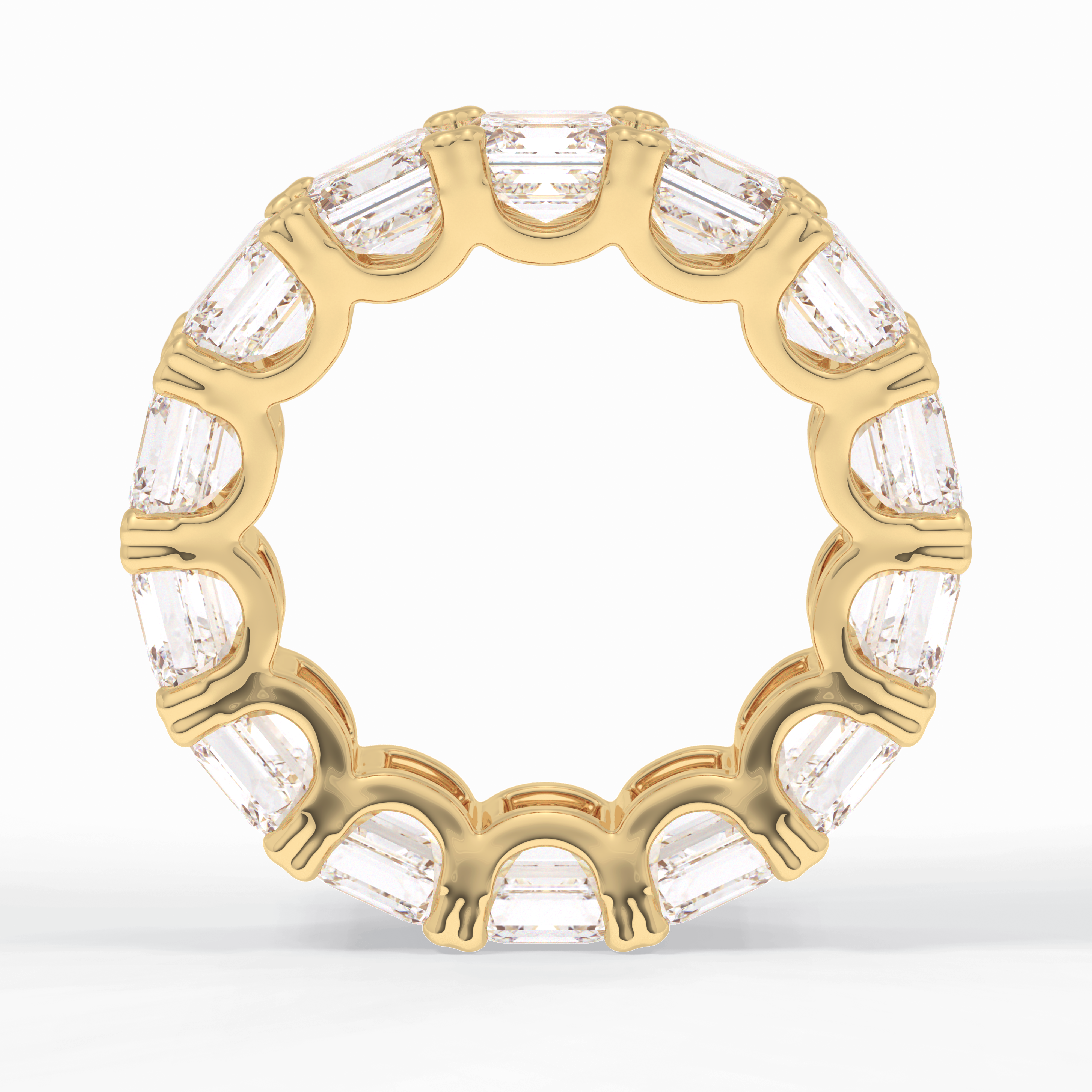 Eternal Elegance 10.21 Carat Asscher VVS1 Lab-Grown Eternity Wedding Band in 18K Yellow Gold  