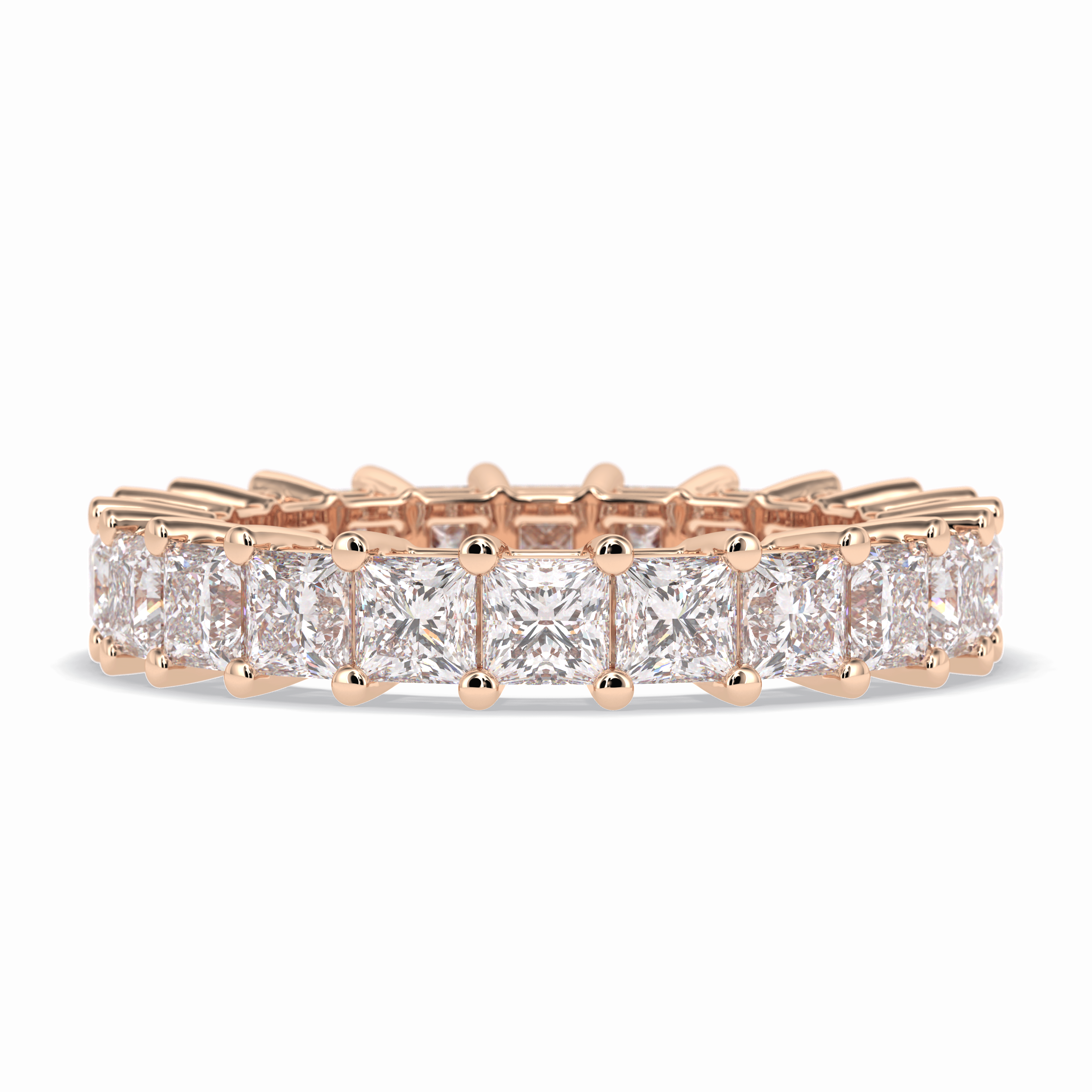 Eternal Embrace 3.83 Carat Princess VVS1 Lab-Grown Full Eternity Wedding Band in 18K Rose Gold 