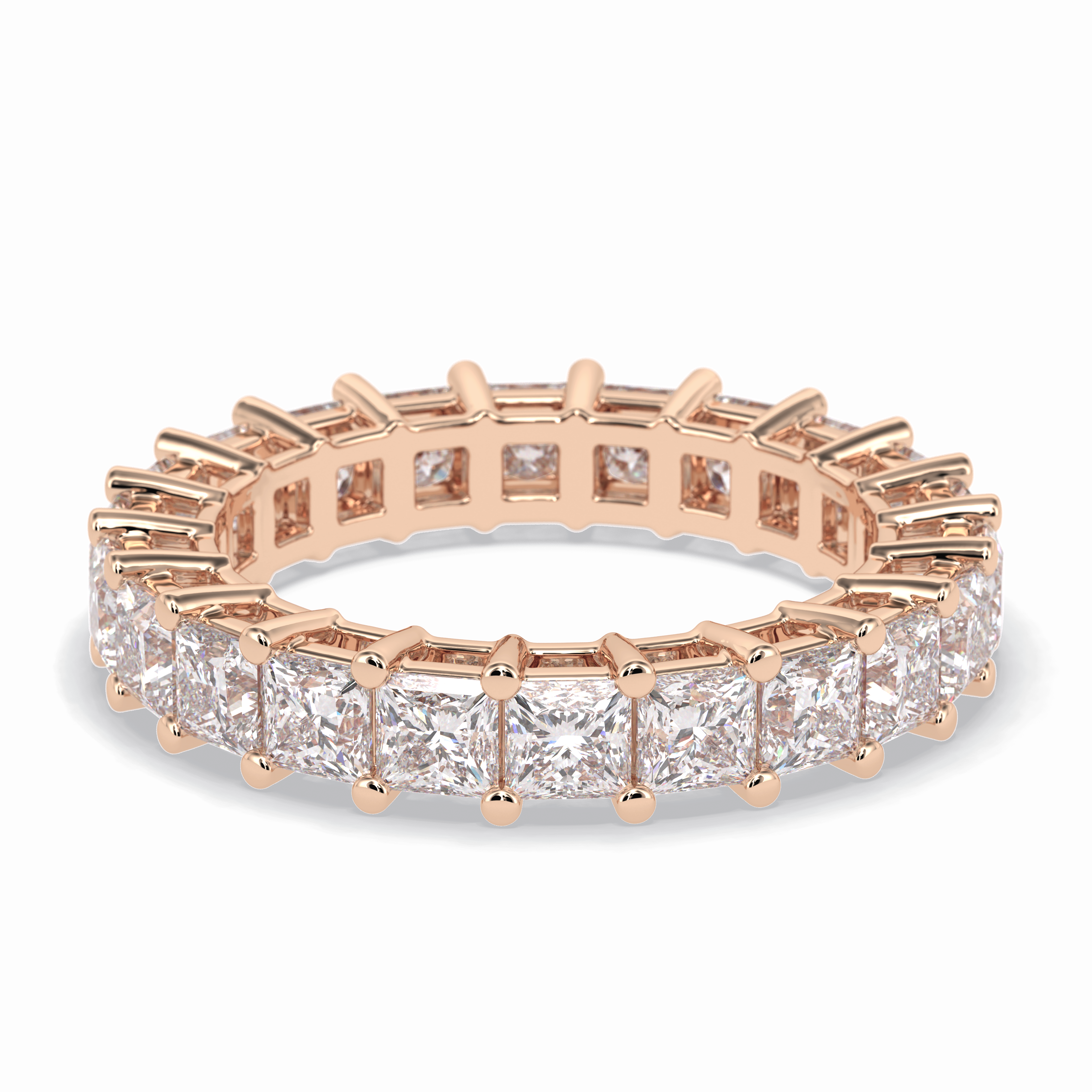 Eternal Embrace 3.83 Carat Princess VVS1 Lab-Grown Full Eternity Wedding Band in 18K Rose Gold 