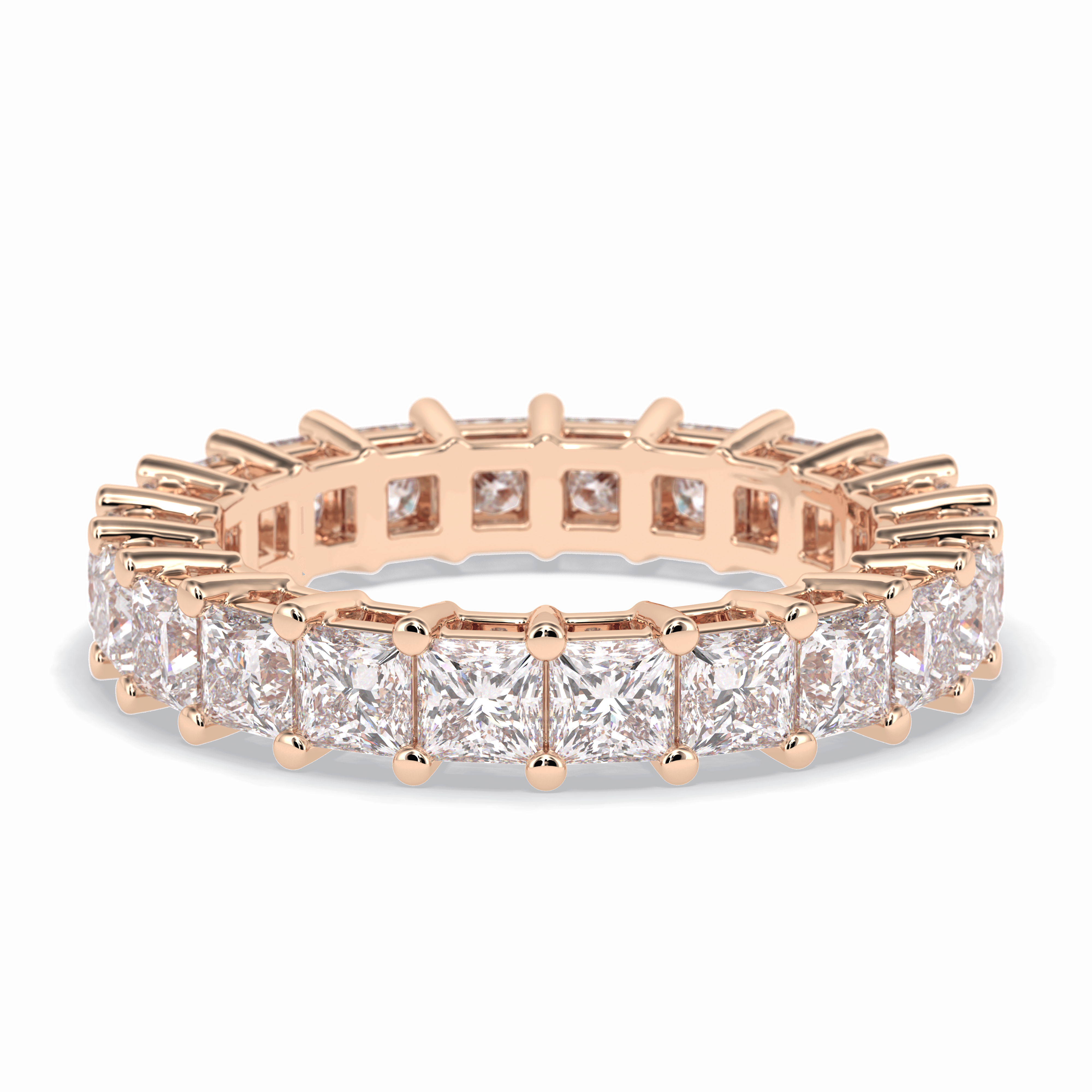 Eternal Embrace 3.83 Carat Princess VVS1 Lab-Grown Full Eternity Wedding Band in 18K Rose Gold 