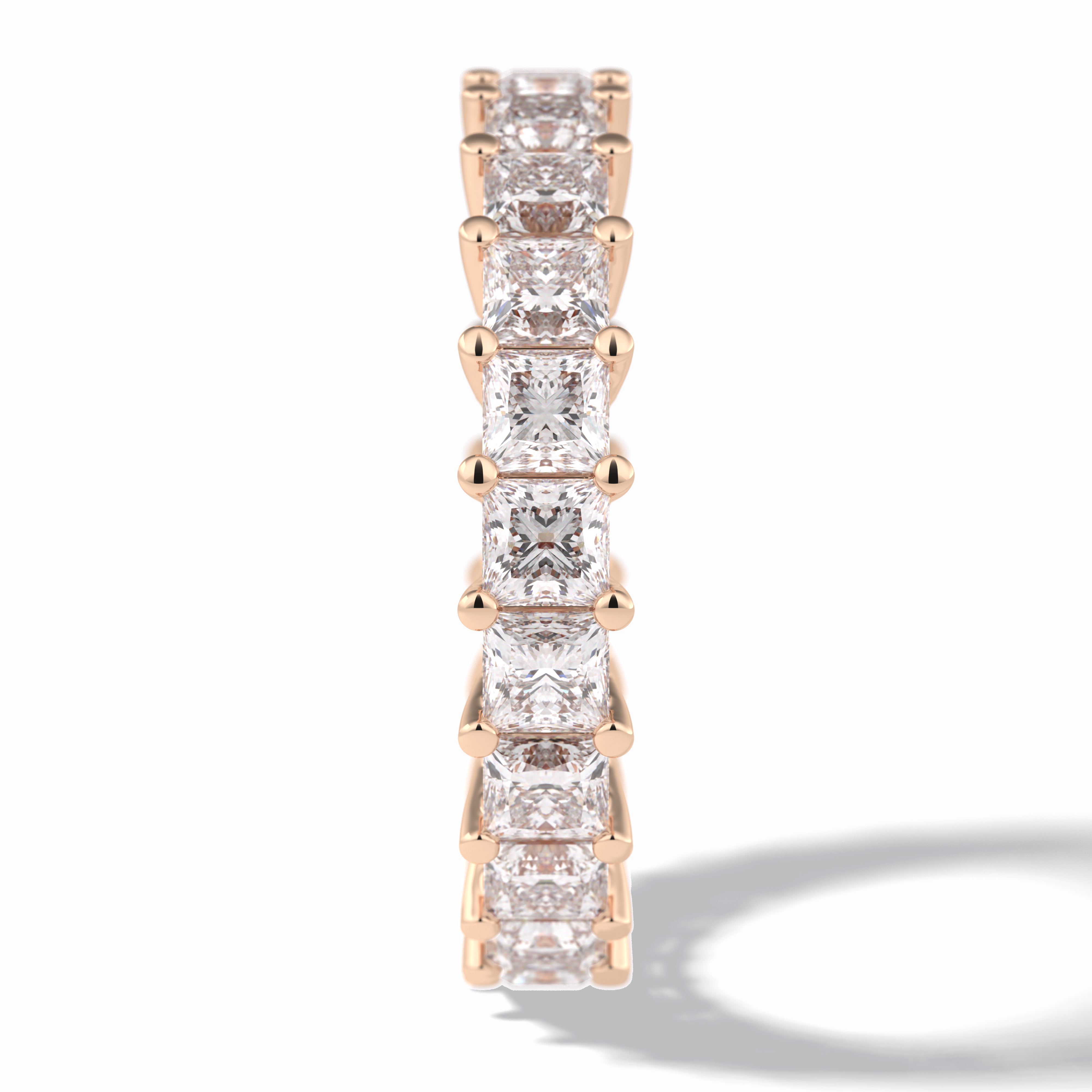 Eternal Embrace 3.83 Carat Princess VVS1 Lab-Grown Full Eternity Wedding Band in 18K Rose Gold 