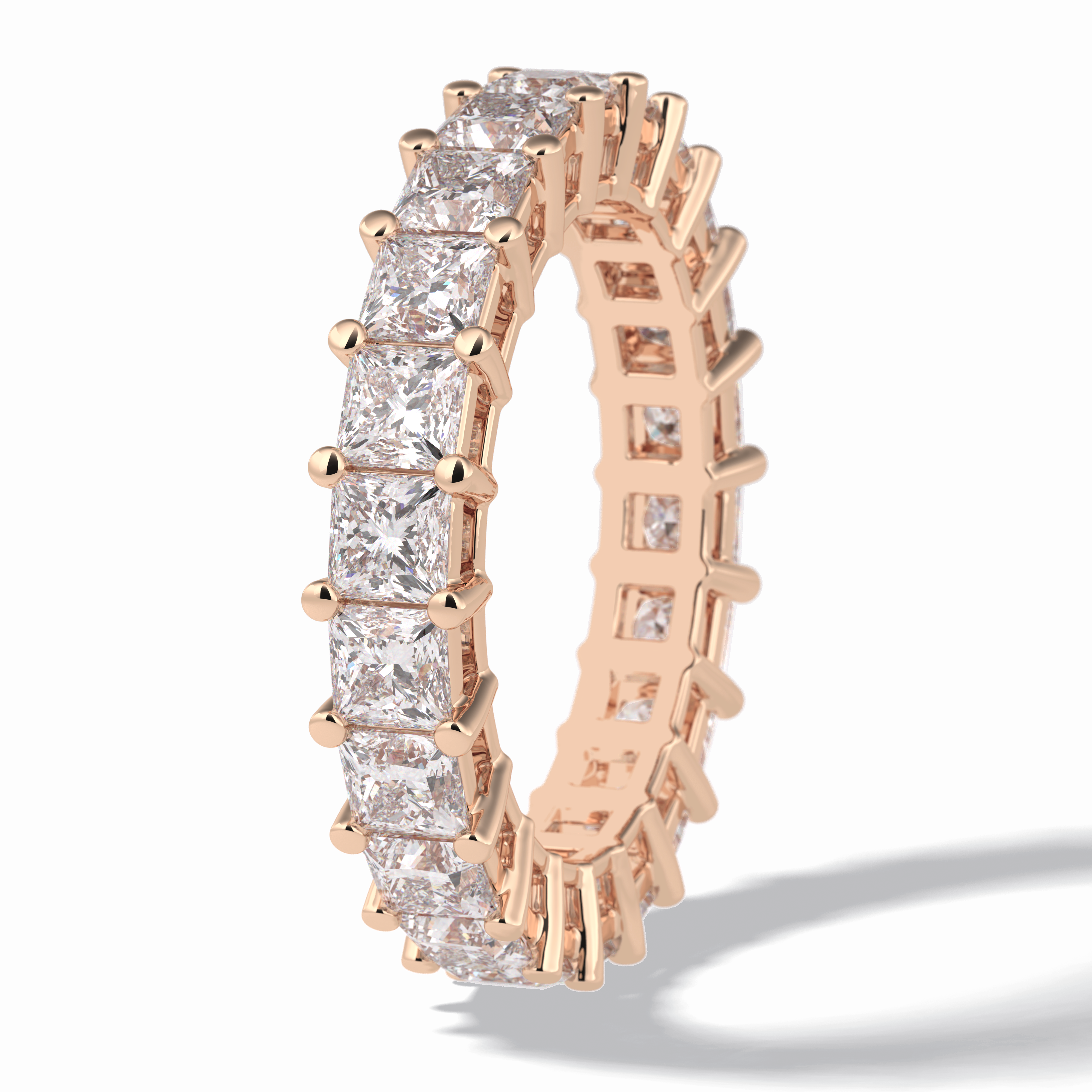 Eternal Embrace 3.83 Carat Princess VVS1 Lab-Grown Full Eternity Wedding Band in 18K Rose Gold 