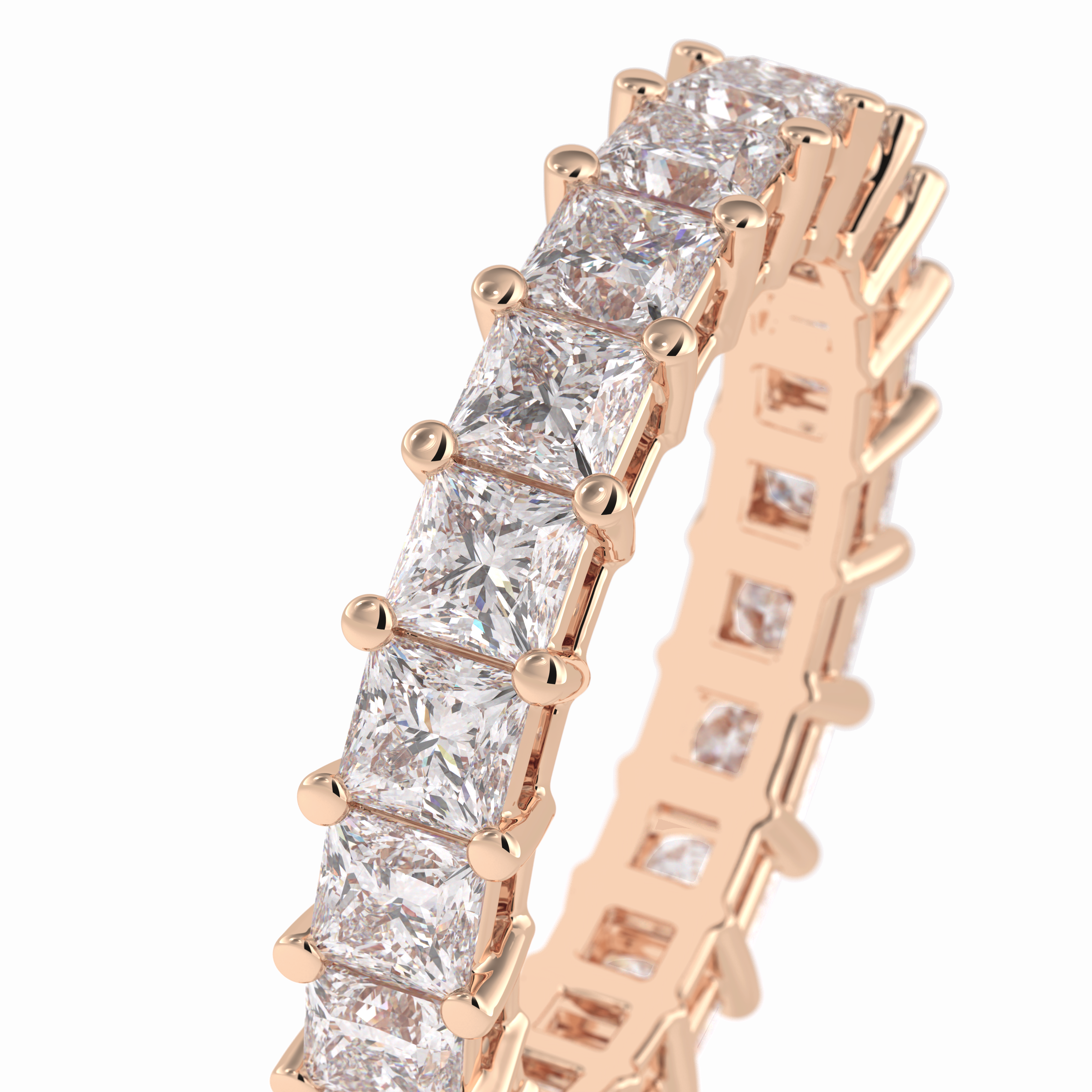 Eternal Embrace 3.83 Carat Princess VVS1 Lab-Grown Full Eternity Wedding Band in 18K Rose Gold 