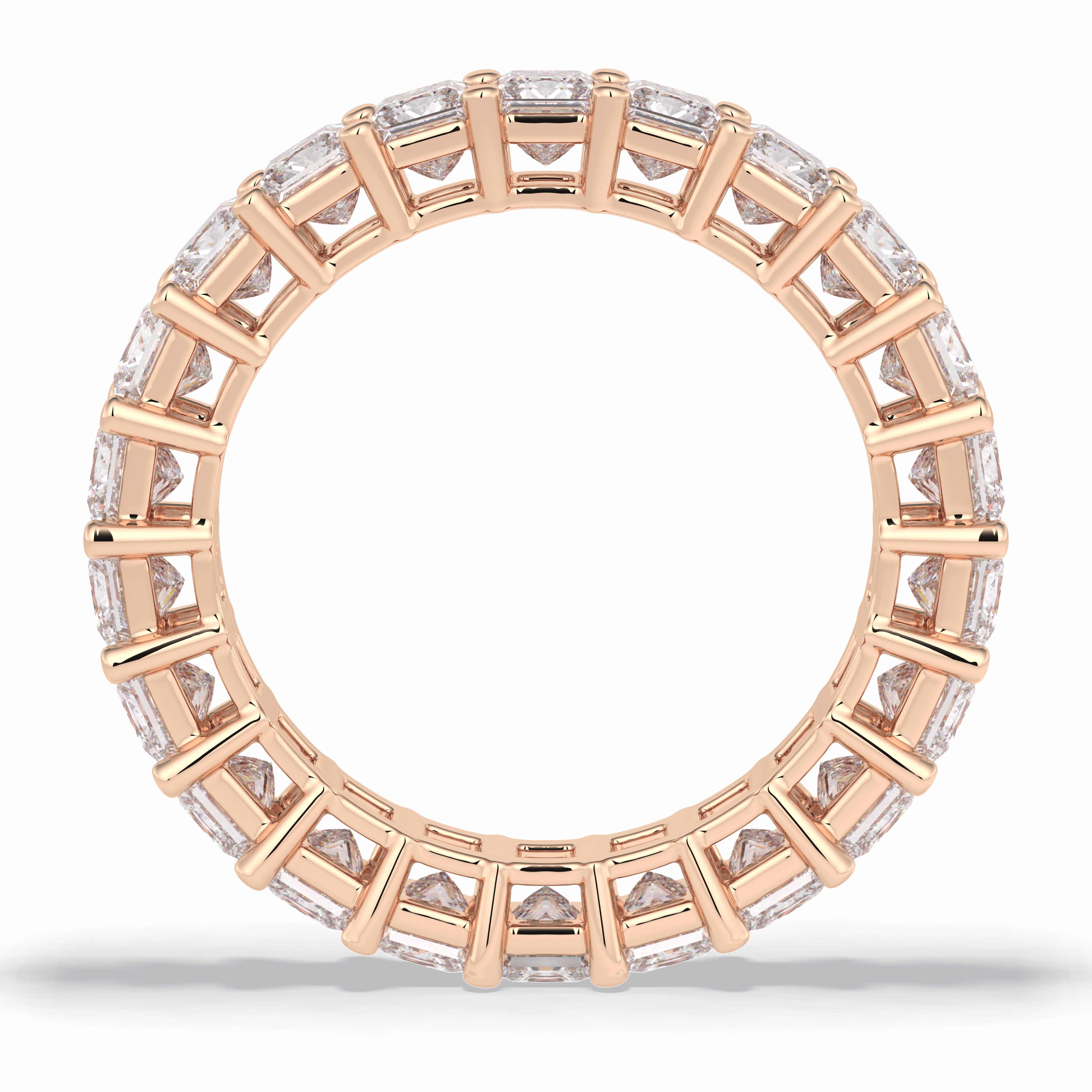 Eternal Embrace 3.83 Carat Princess VVS1 Lab-Grown Full Eternity Wedding Band in 18K Rose Gold 