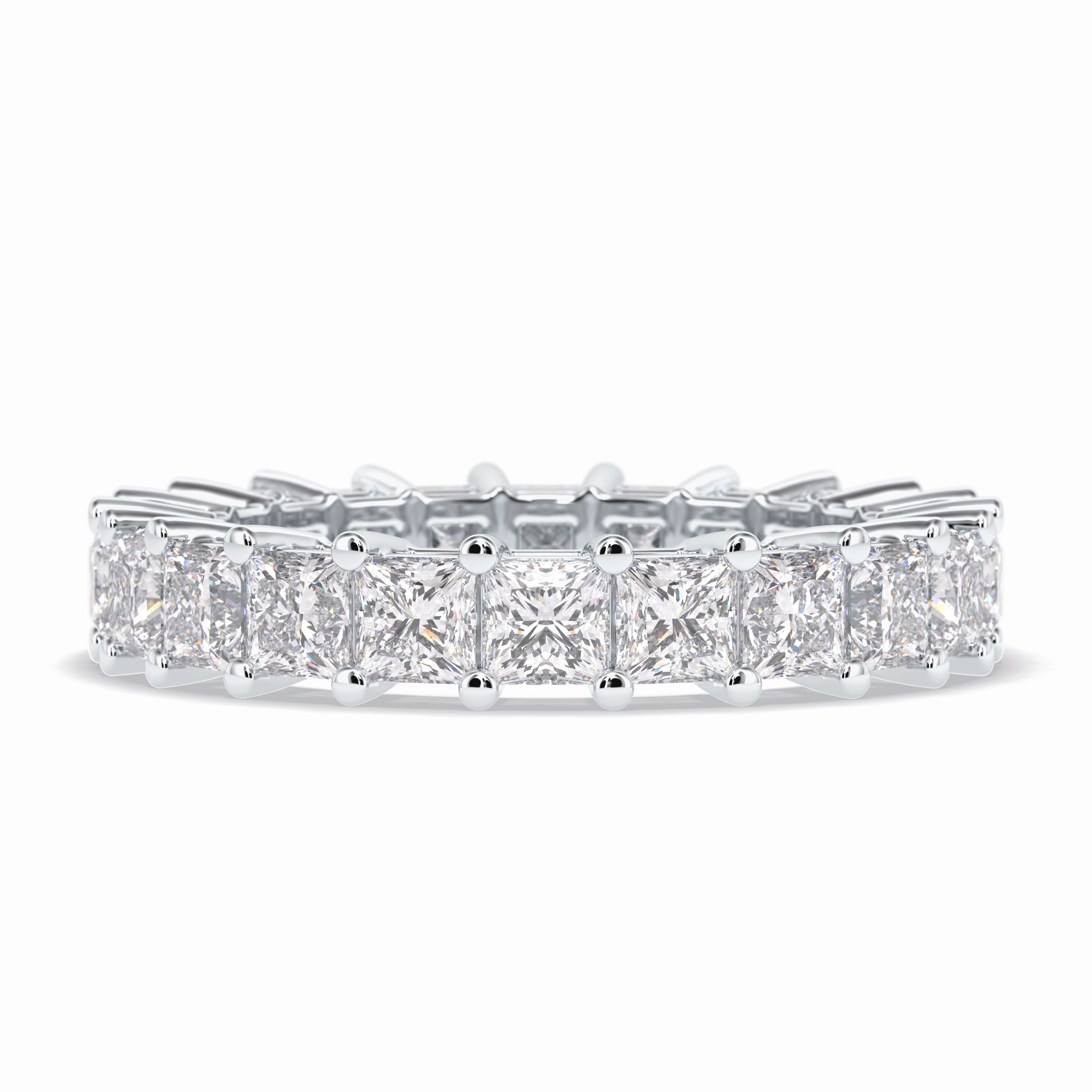 Eternal Embrace 3.83 Carat Princess VVS1 Lab-Grown Full Eternity Wedding Band in 18K White Gold 