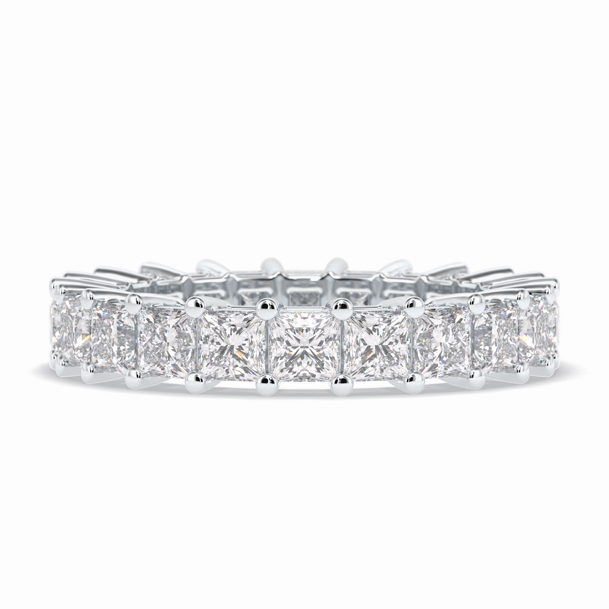 Eternal Embrace 3.83 Carat Princess VVS1 Lab-Grown Full Eternity Wedding Band in 18K White Gold 