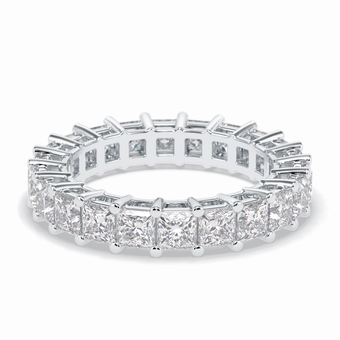 Eternal Embrace 3.83 Carat Princess VVS1 Lab-Grown Full Eternity Wedding Band in 18K White Gold 