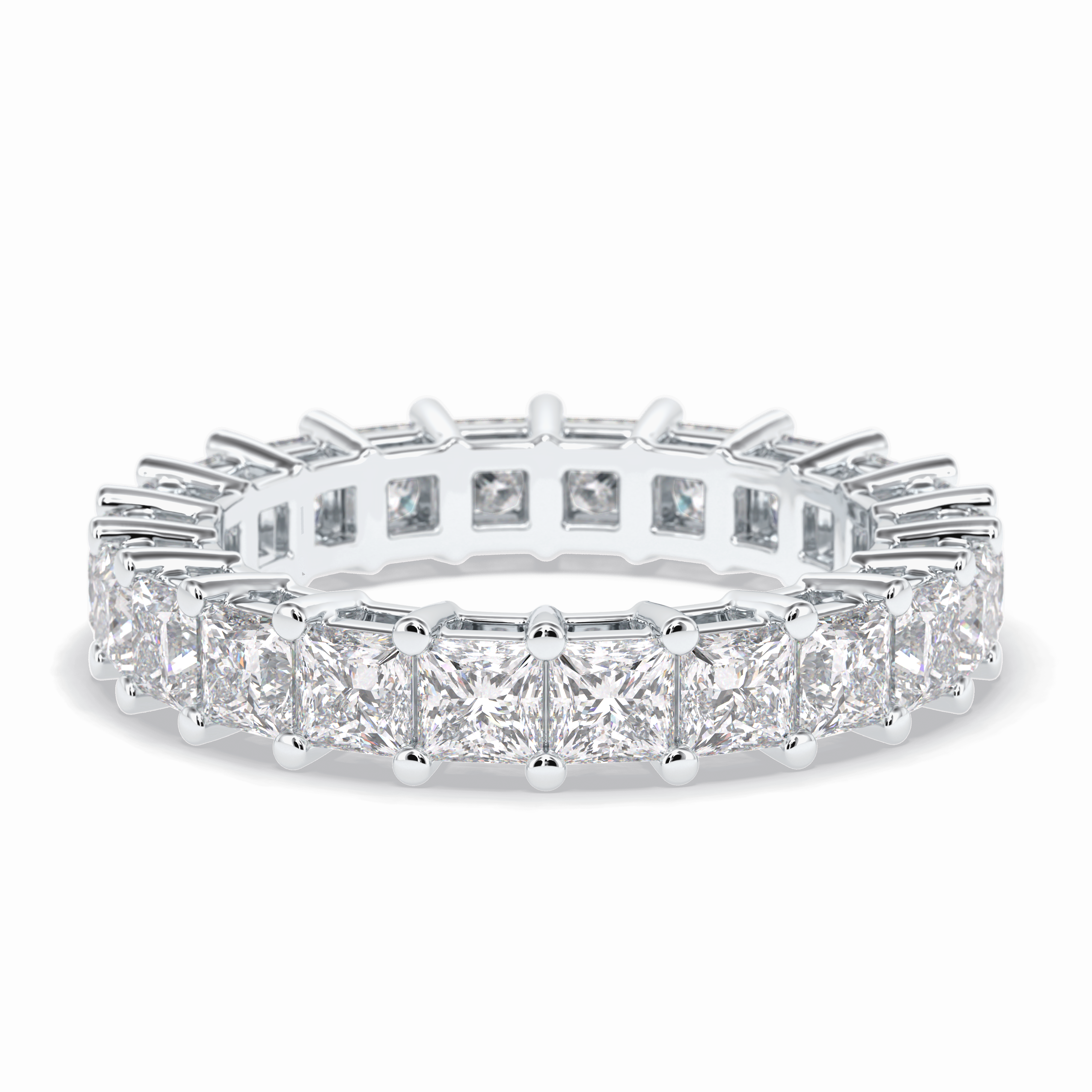 Eternal Embrace 3.83 Carat Princess VVS1 Lab-Grown Full Eternity Wedding Band in 18K White Gold 