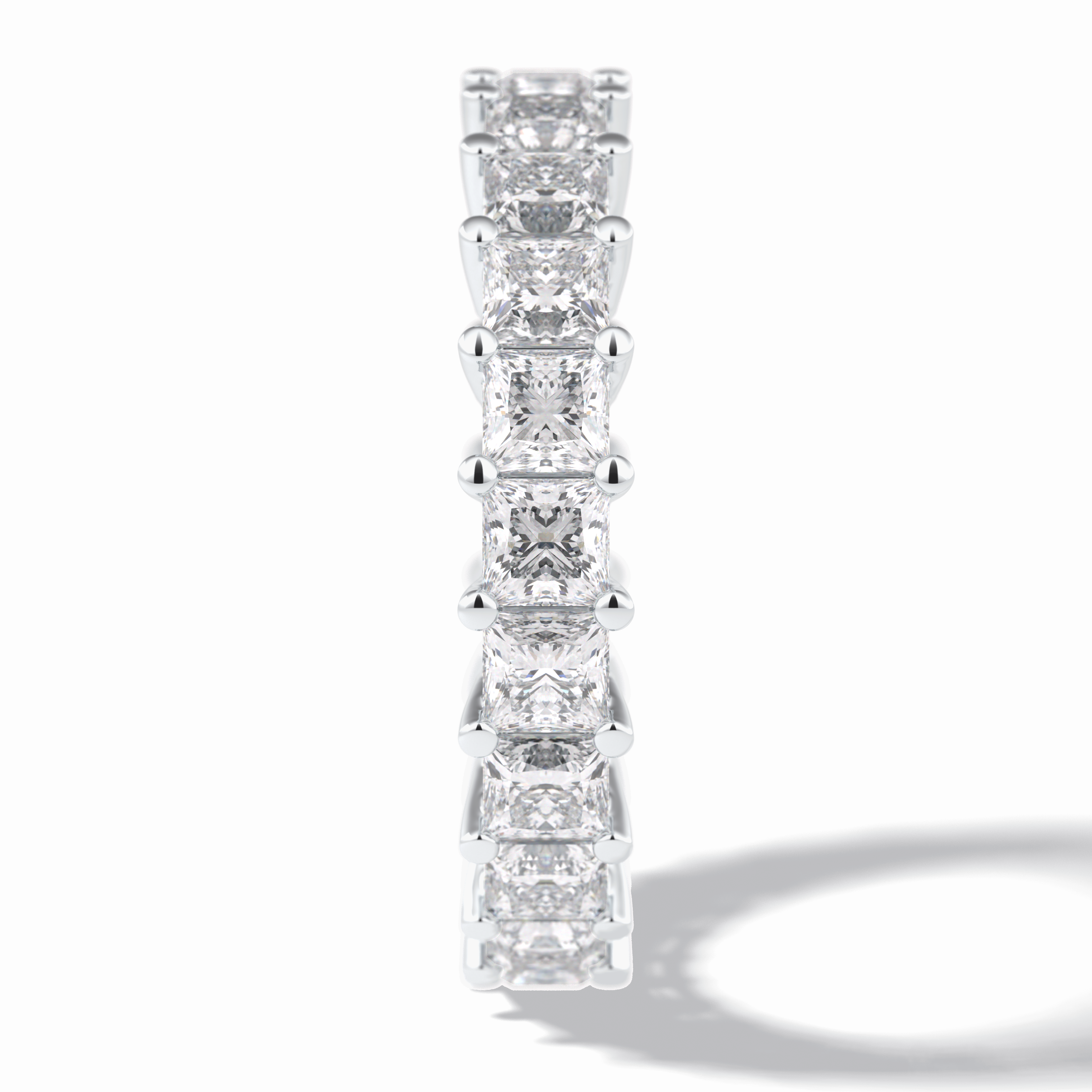 Eternal Embrace 3.83 Carat Princess VVS1 Lab-Grown Full Eternity Wedding Band in 18K White Gold 