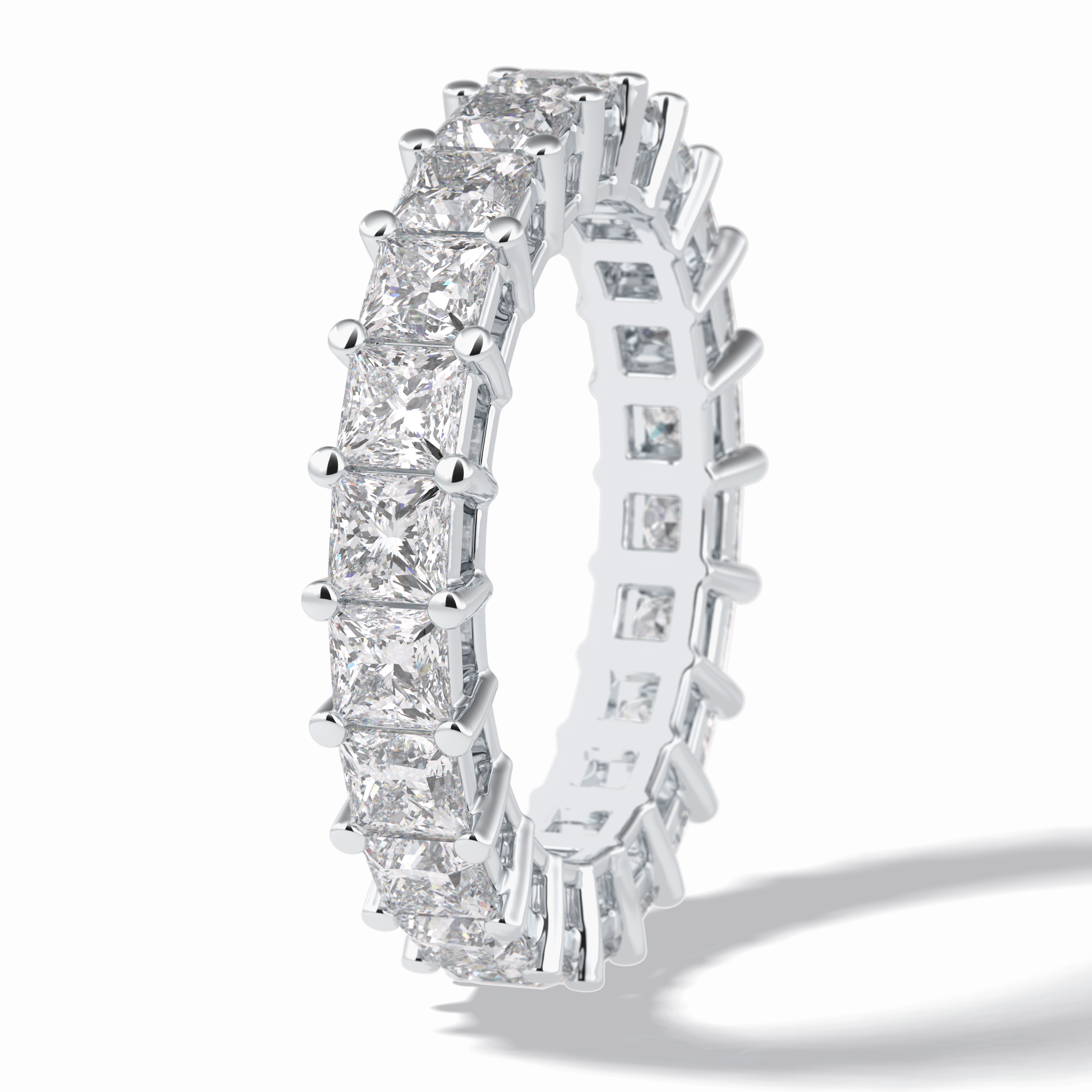 Eternal Embrace 3.83 Carat Princess VVS1 Lab-Grown Full Eternity Wedding Band in 18K White Gold 