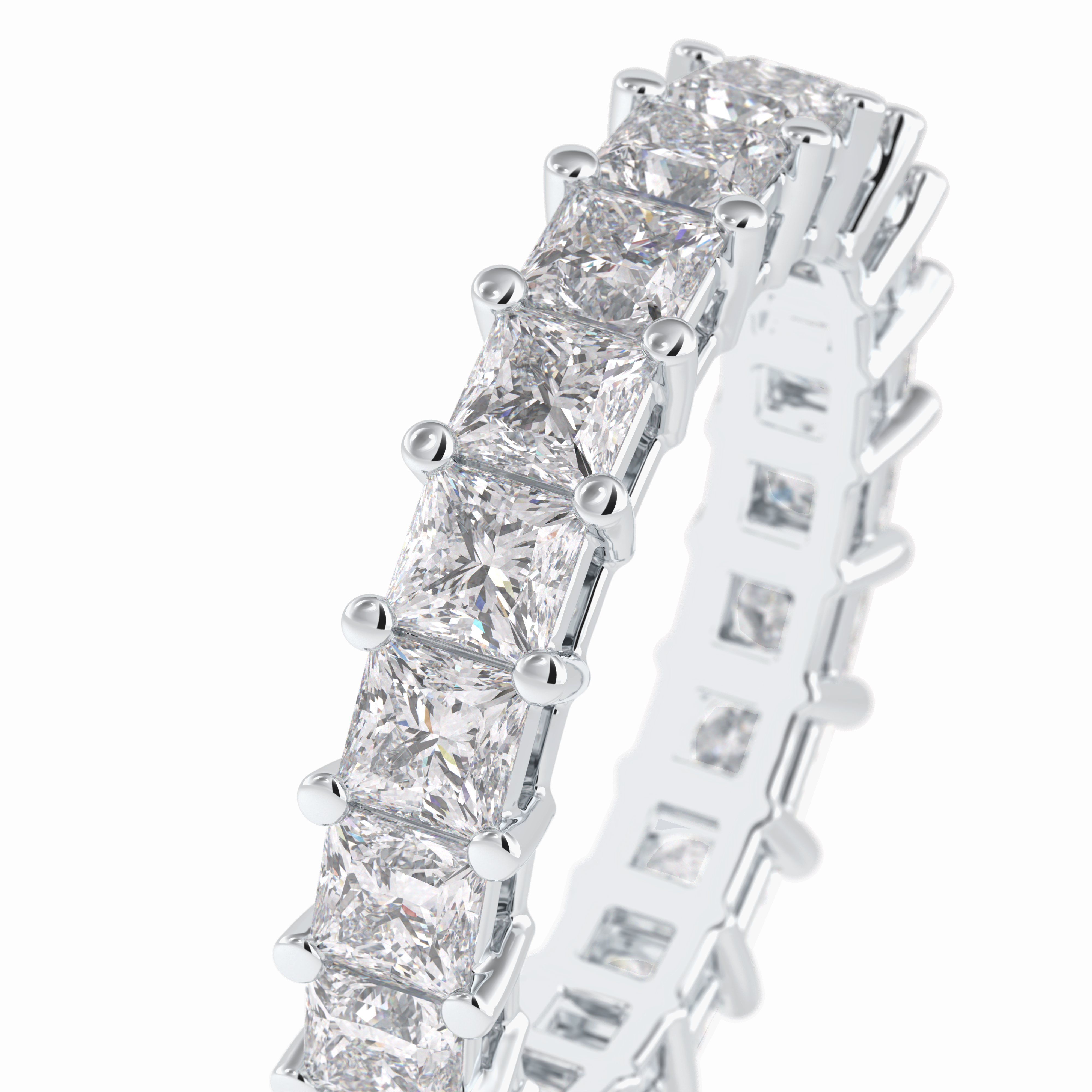 Eternal Embrace 3.83 Carat Princess VVS1 Lab-Grown Full Eternity Wedding Band in 18K White Gold 