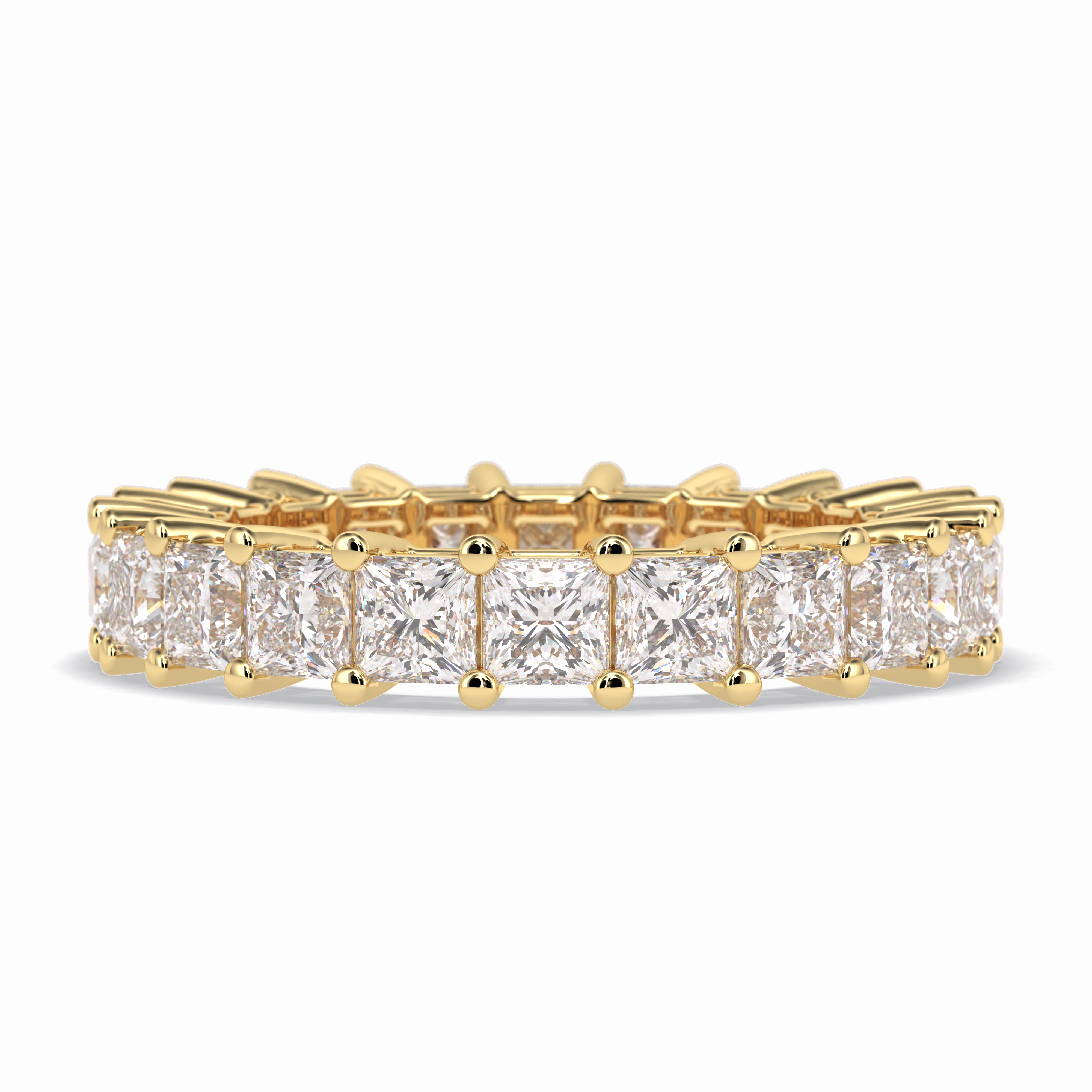 Eternal Embrace 3.83 Carat Princess VVS1 Lab-Grown Full Eternity Wedding Band in 18K Yellow Gold 