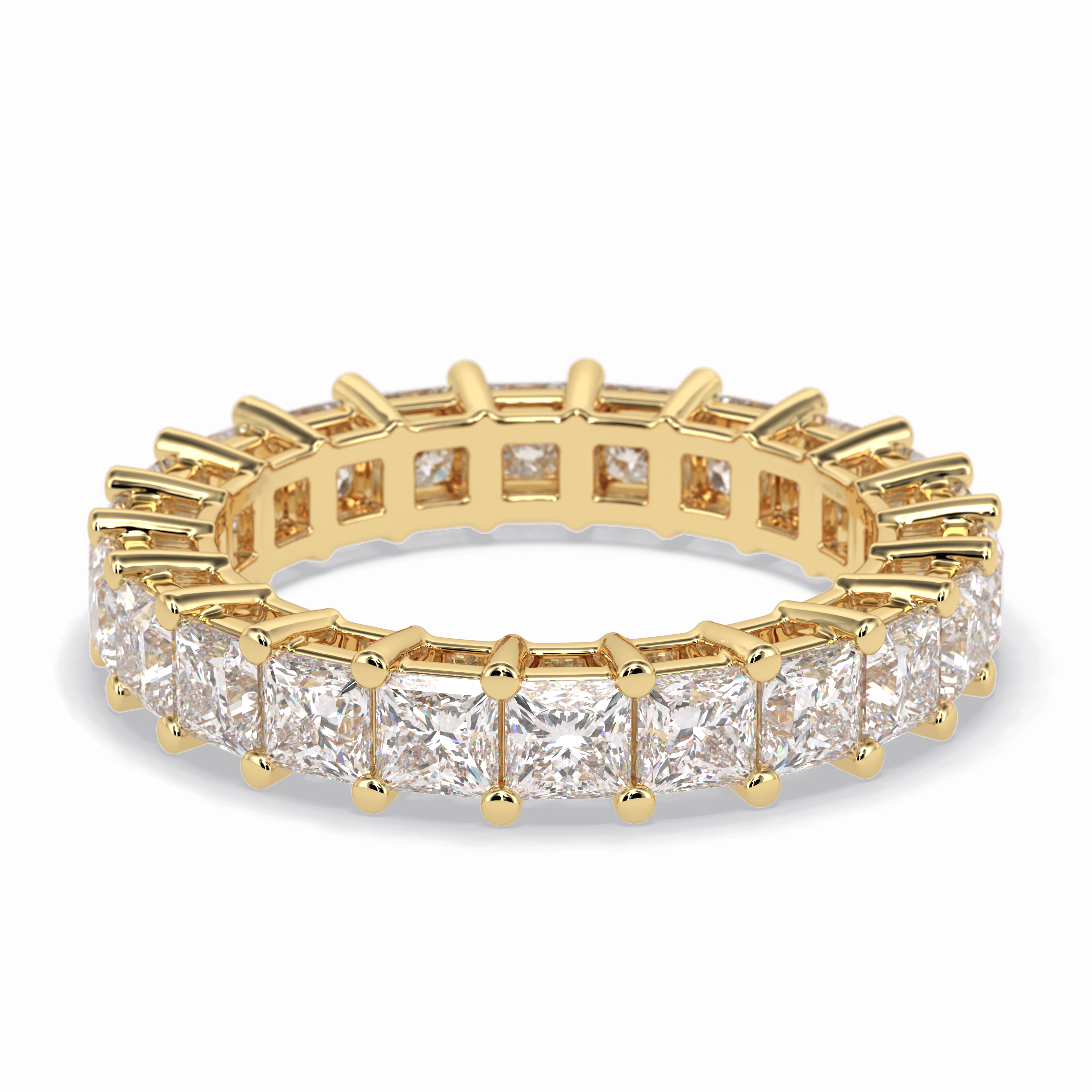 Eternal Embrace 3.83 Carat Princess VVS1 Lab-Grown Full Eternity Wedding Band in 18K Yellow Gold 