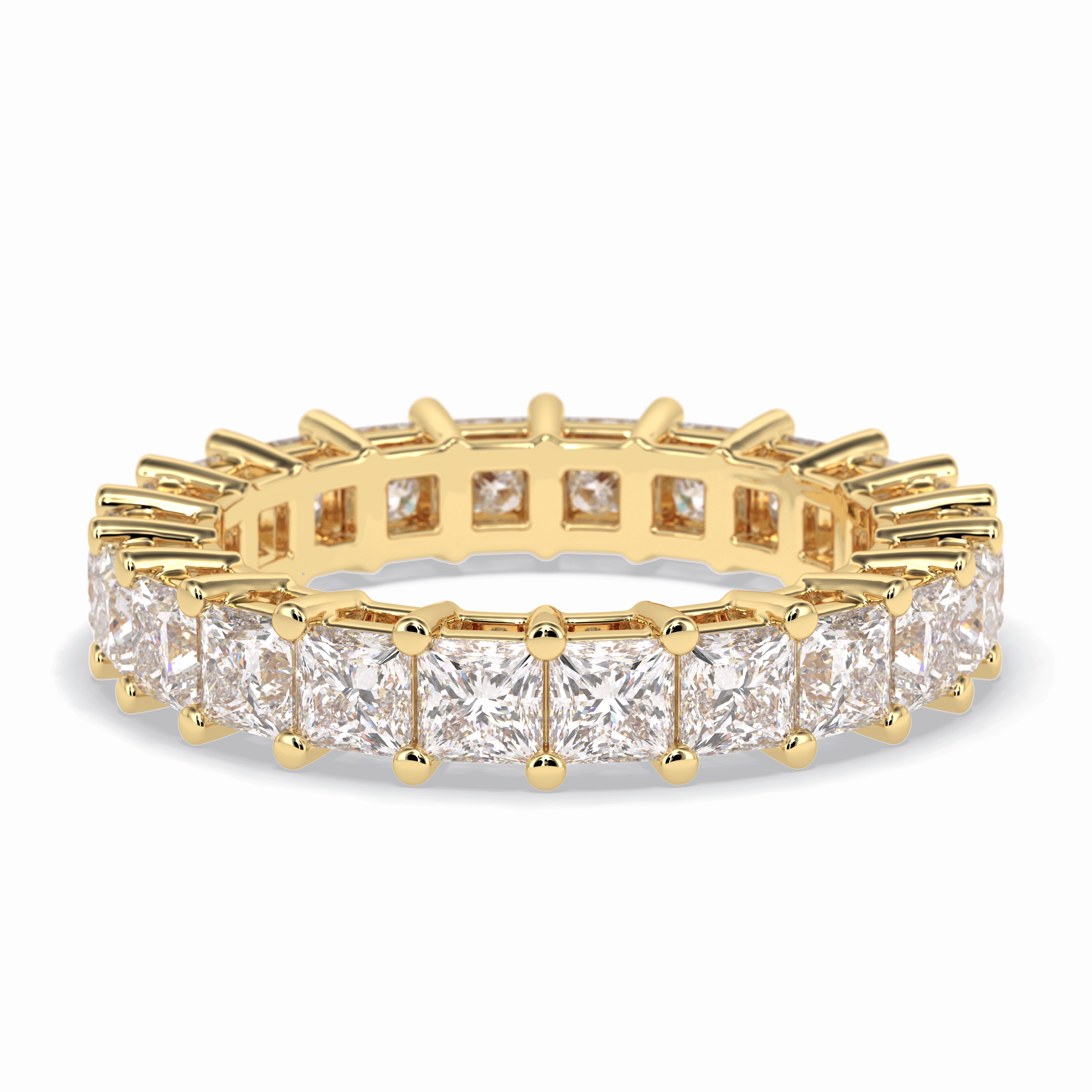 Eternal Embrace 3.83 Carat Princess VVS1 Lab-Grown Full Eternity Wedding Band in 18K Yellow Gold 