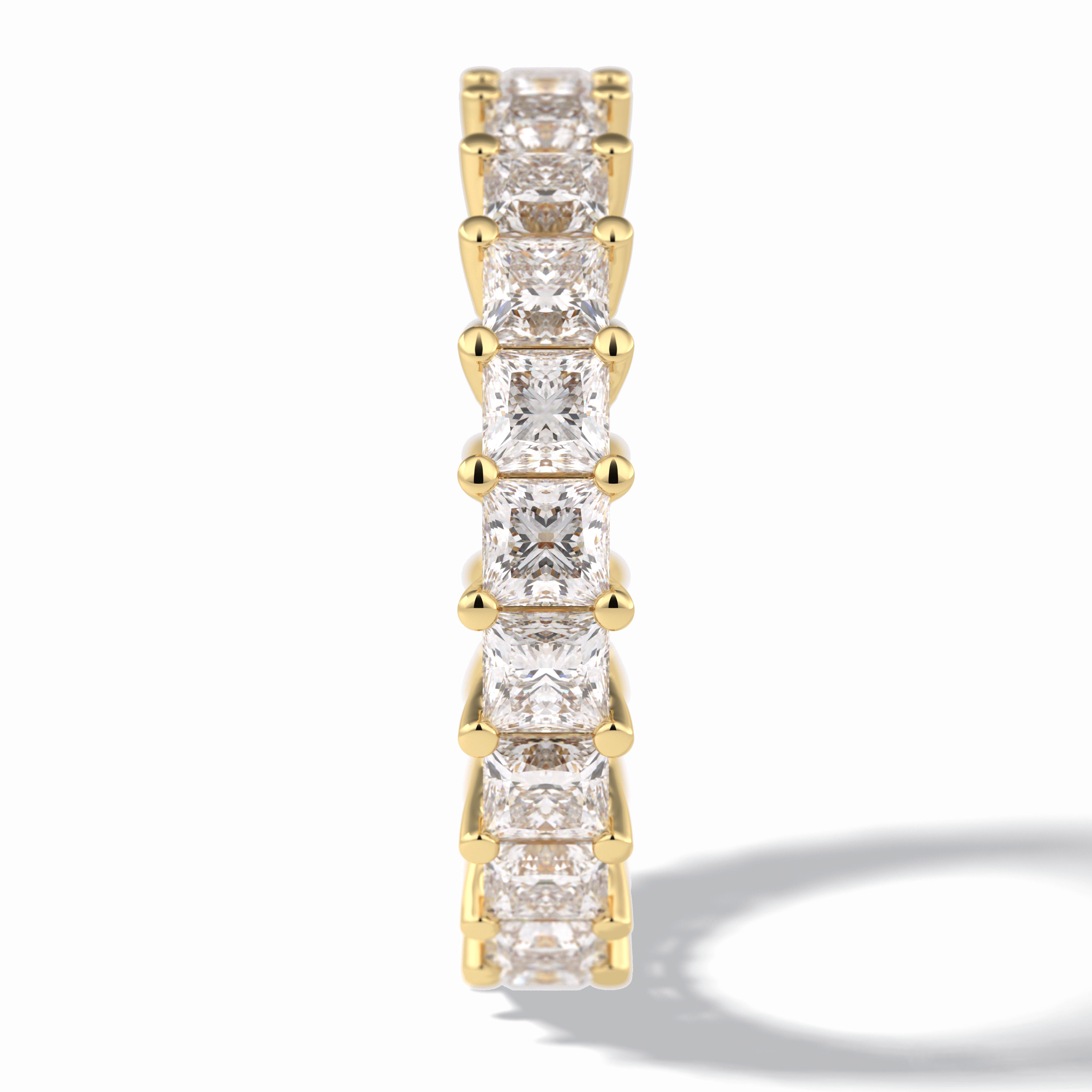 Eternal Embrace 3.83 Carat Princess VVS1 Lab-Grown Full Eternity Wedding Band in 18K Yellow Gold 