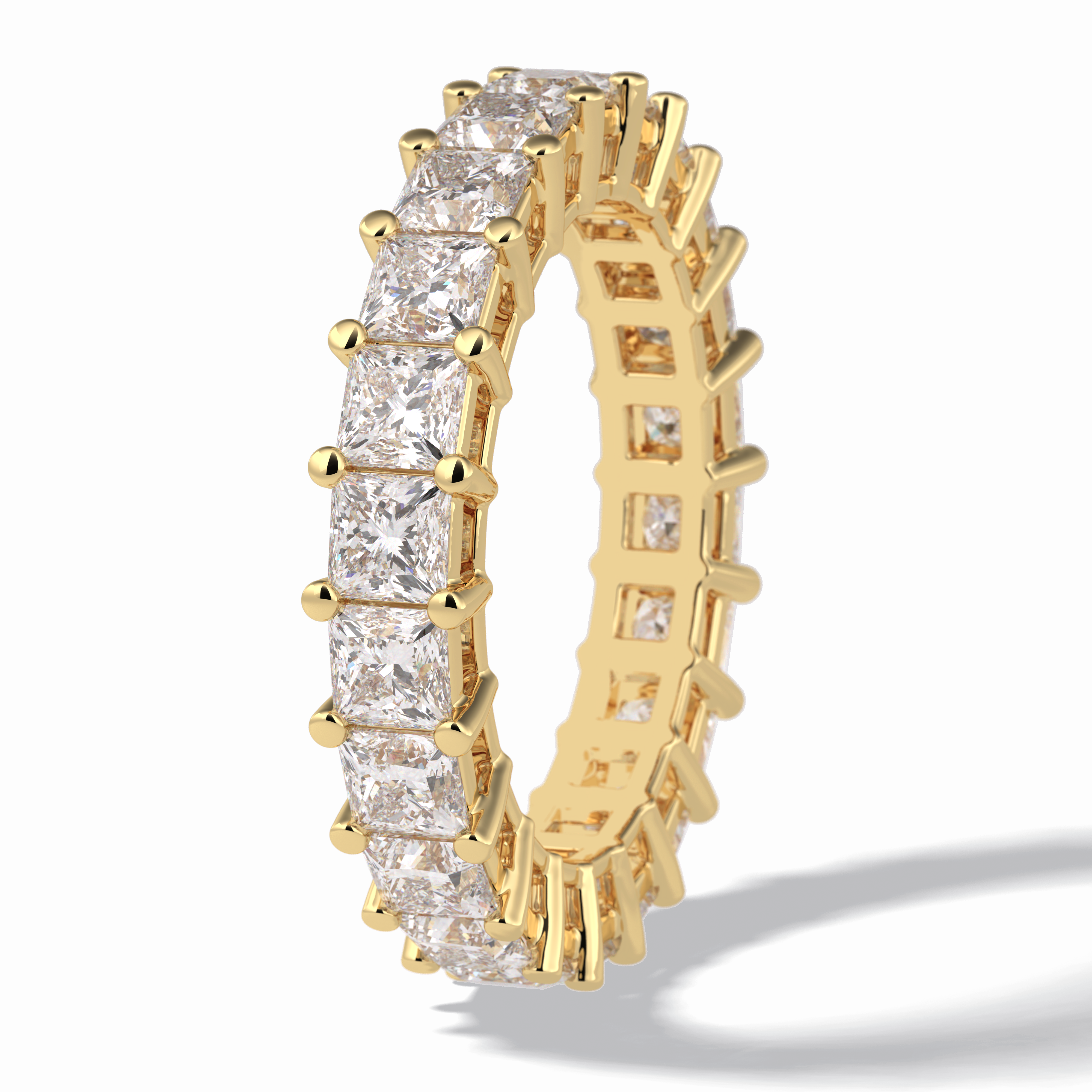 Eternal Embrace 3.83 Carat Princess VVS1 Lab-Grown Full Eternity Wedding Band in 18K Yellow Gold 