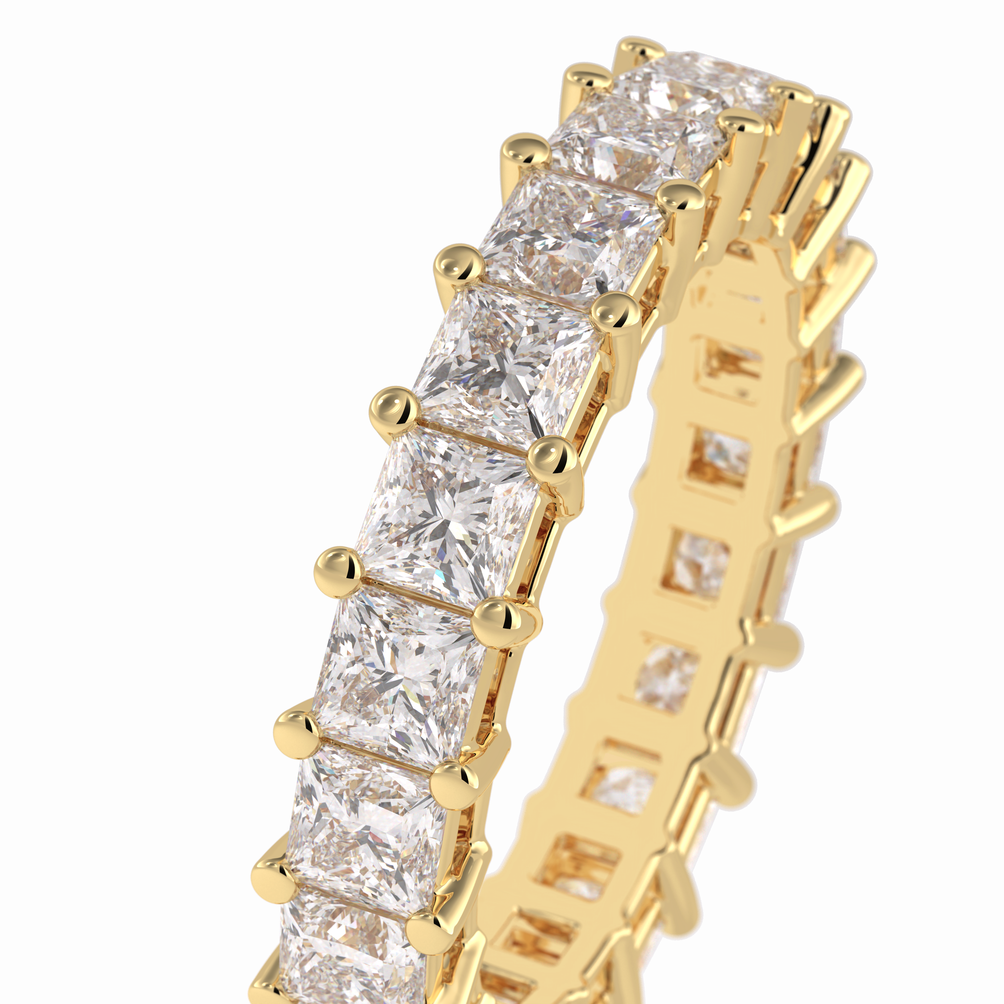 Eternal Embrace 3.83 Carat Princess VVS1 Lab-Grown Full Eternity Wedding Band in 18K Yellow Gold 