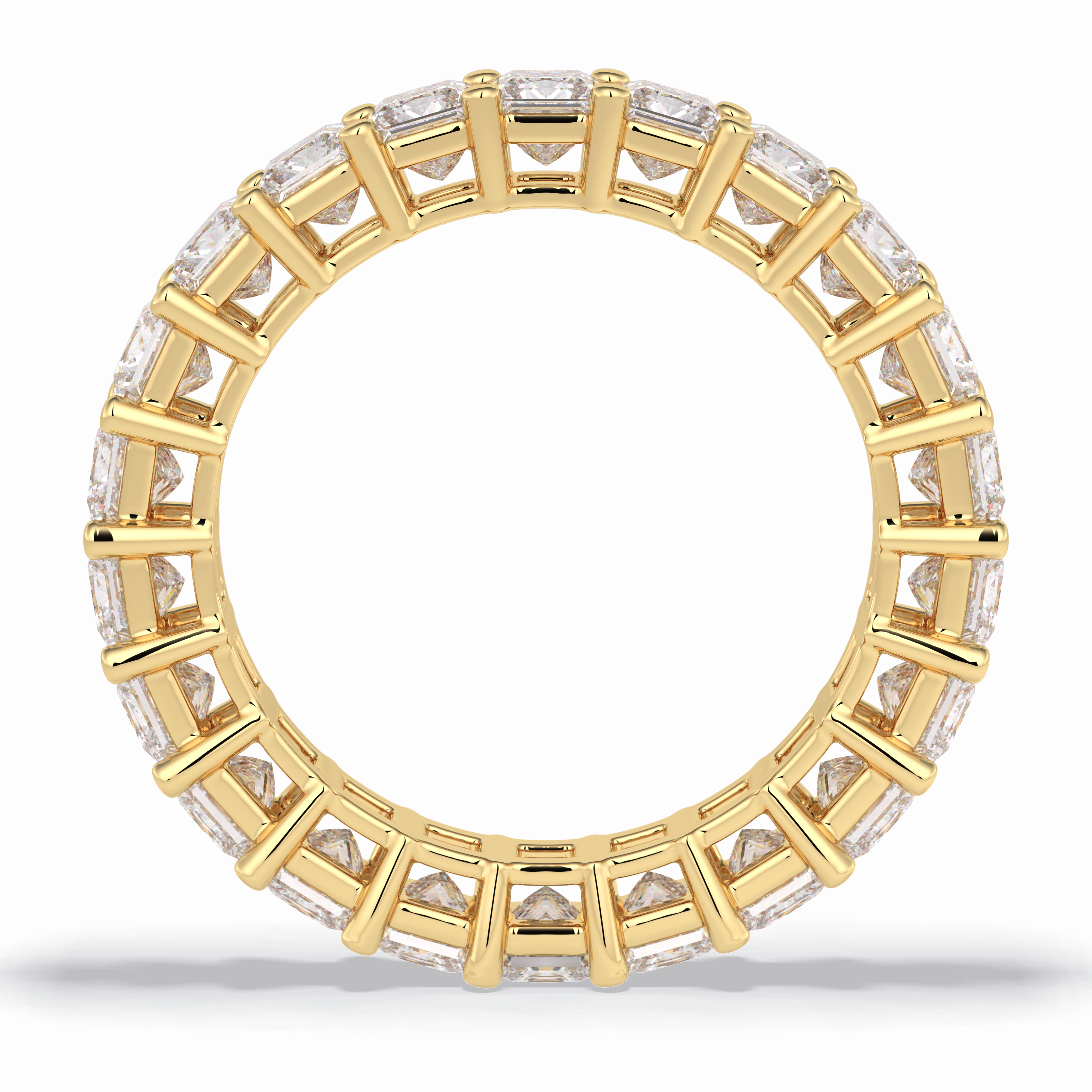 Eternal Embrace 3.83 Carat Princess VVS1 Lab-Grown Full Eternity Wedding Band in 18K Yellow Gold 