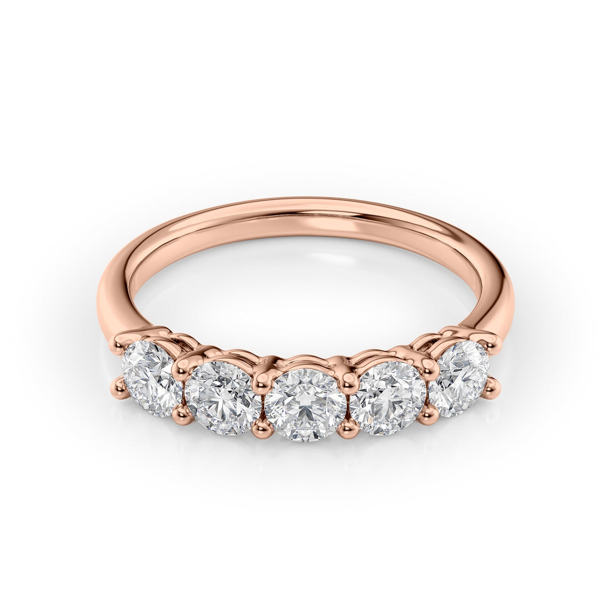 Eternal Gleam 1.00 Carat VVS1 Lab-Grown Half-Eternity Ring in 18K Rose Gold Front View