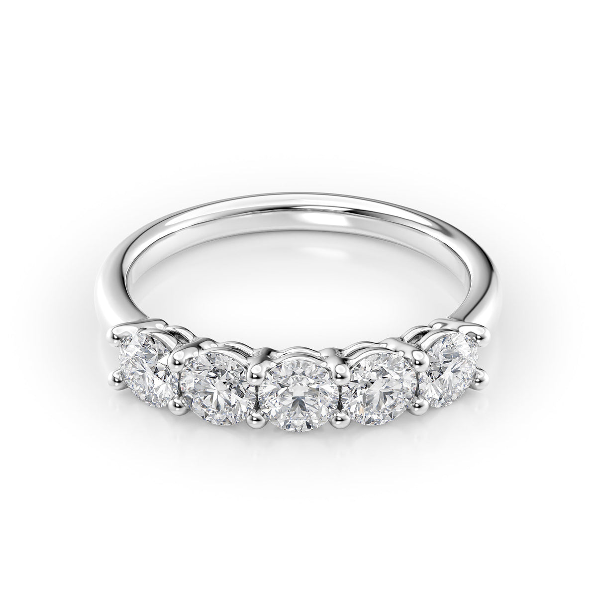 Eternal Gleam 1 Carat VVS1 Lab-Grown Half-Eternity Ring in 18K White Gold Front View