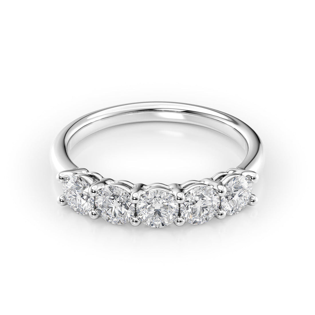 Eternal Gleam 1 Carat VVS1 Lab-Grown Half-Eternity Ring in 18K White Gold Front View