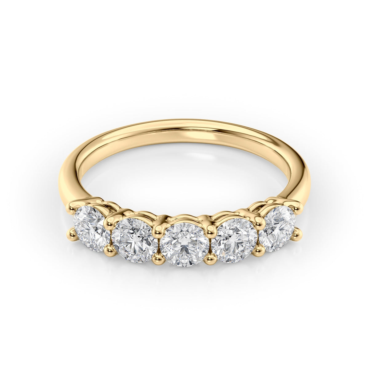 Eternal Gleam 1 Carat VVS1 Lab-Grown Half-Eternity Ring in 18K Yellow Gold Front View