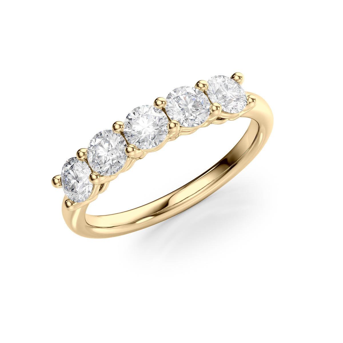 Eternal Gleam 1 Carat VVS1 Lab-Grown Half-Eternity Ring in 18K Yellow Gold Standing View