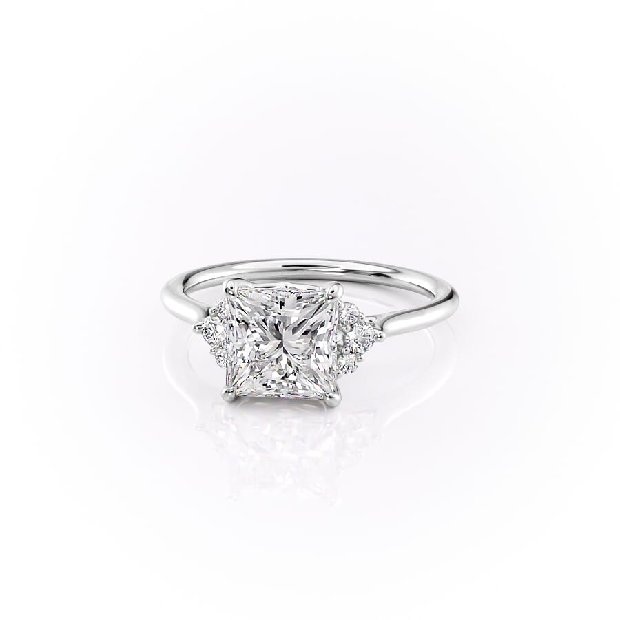 Eternal Grace 1.01 Carat VVS1 Lab-Grown Cushion Three Stone Engagement Ring in 18K White Gold Front View
