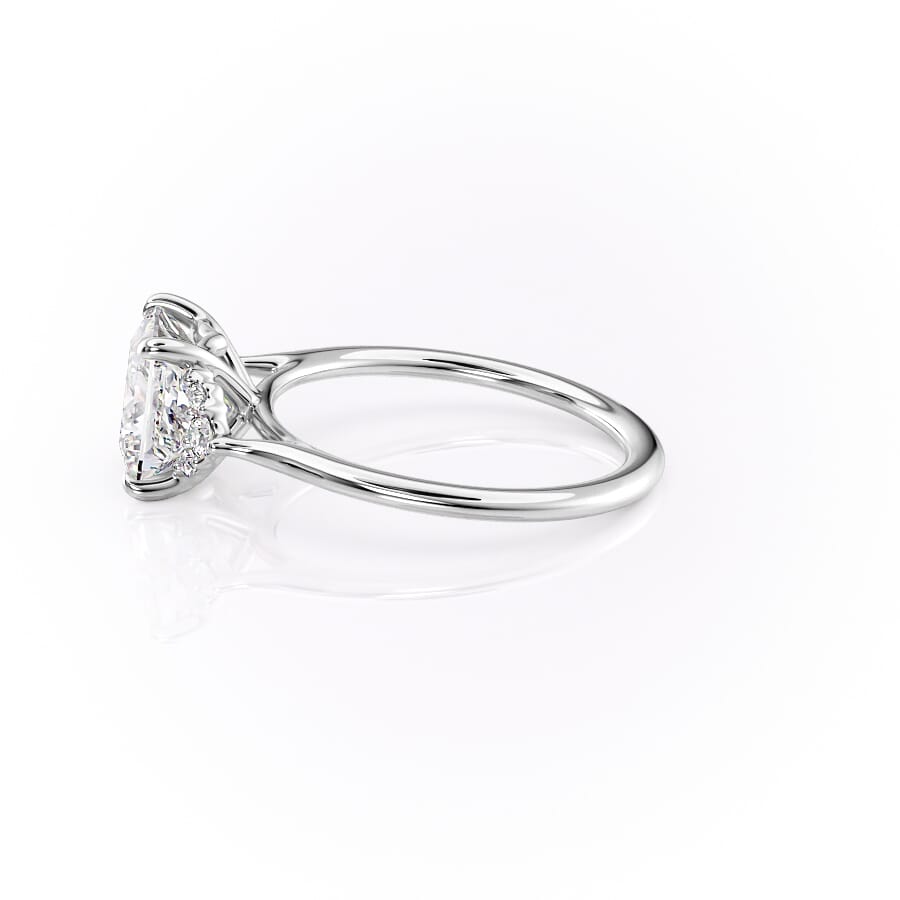 Eternal Grace 1.01 Carat VVS1 Lab-Grown Cushion Three Stone Engagement Ring in 18K White Gold Front View