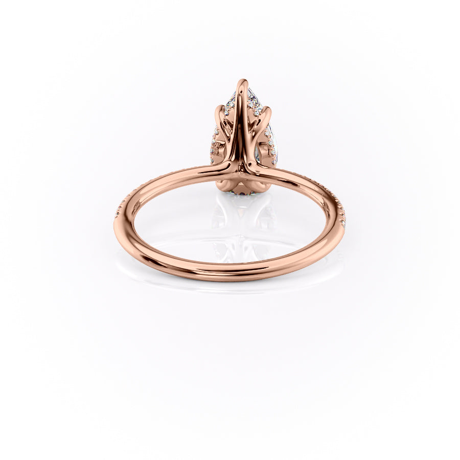 Eternal Pear 2.08 Carat VVS1 Lab-Grown Hidden Halo Pave Engagement Ring in 18K Rose Gold Back View