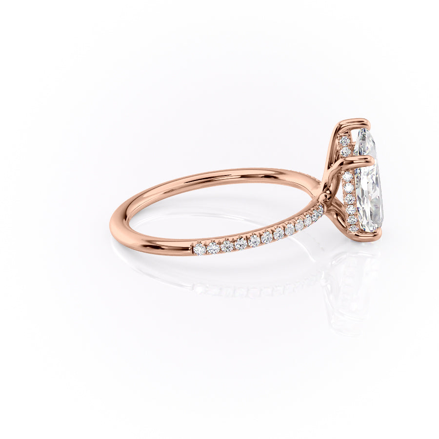 Eternal Pear 2.08 Carat VVS1 Lab-Grown Hidden Halo Pave Engagement Ring in 18K Rose Gold Right Side View