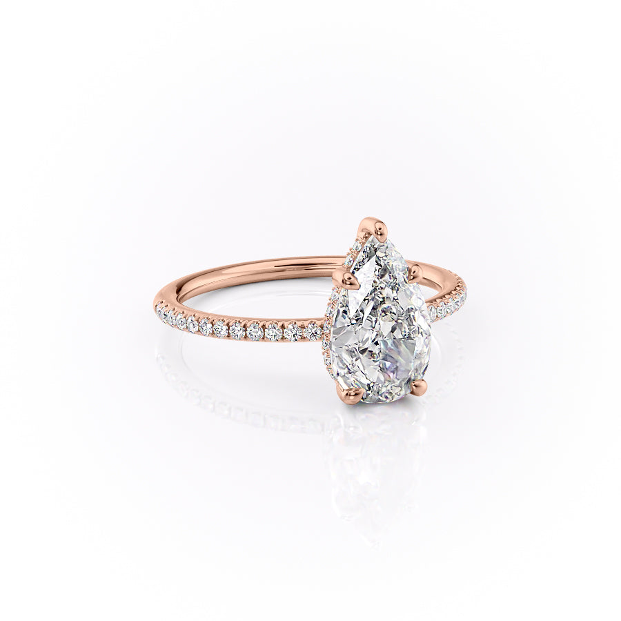Eternal Pear 2.08 Carat VVS1 Lab-Grown Hidden Halo Pave Engagement Ring in 18K Rose Gold Right View
