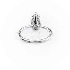 Eternal Pear 2.08 Carat VVS1 Lab-Grown Hidden Halo Pave Engagement Ring in 18K White Gold Back View