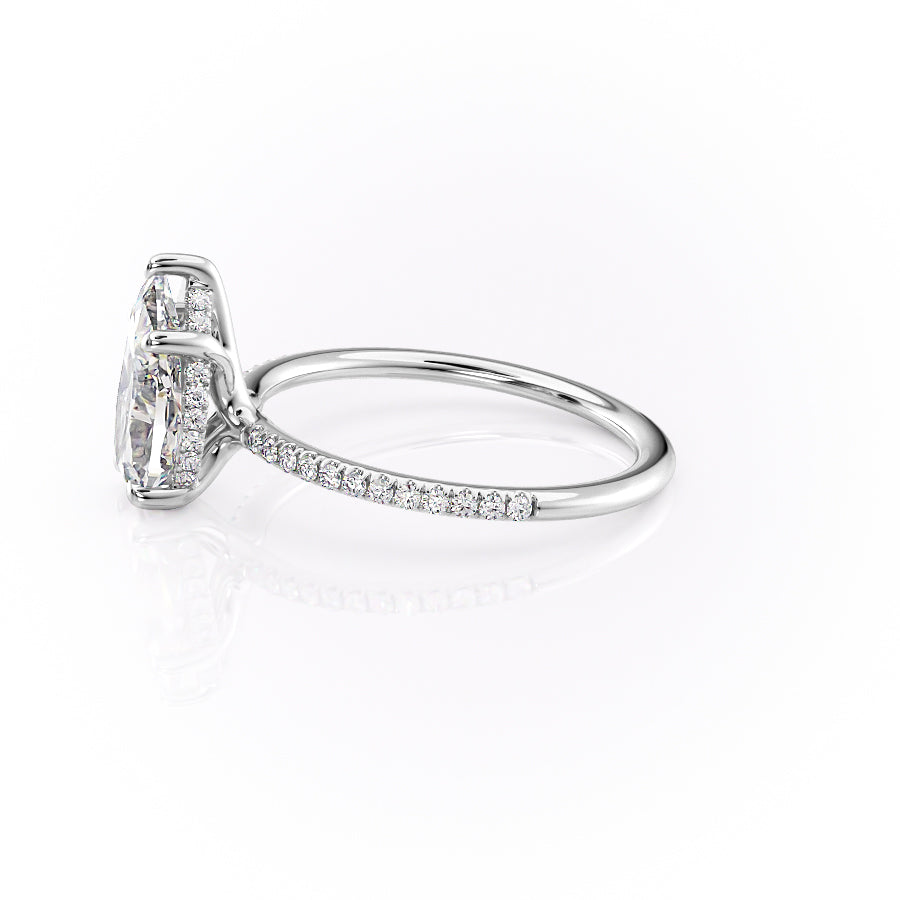 Eternal Pear 2.08 Carat VVS1 Lab-Grown Hidden Halo Pave Engagement Ring in 18K White Gold Left Side View