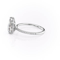 Eternal Pear 2.08 Carat VVS1 Lab-Grown Hidden Halo Pave Engagement Ring in 18K White Gold Left Side View