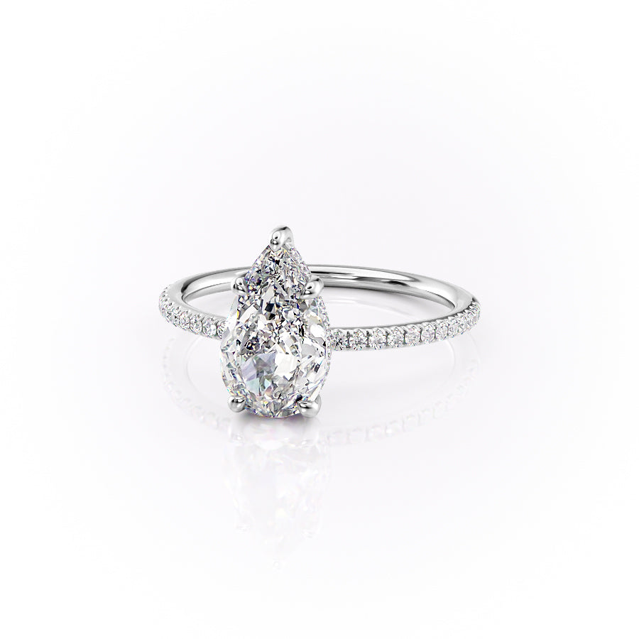 Eternal Pear 2.08 Carat VVS1 Lab-Grown Hidden Halo Pave Engagement Ring in 18K White Gold Left View