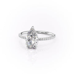 Eternal Pear 2.08 Carat VVS1 Lab-Grown Hidden Halo Pave Engagement Ring in 18K White Gold Left View