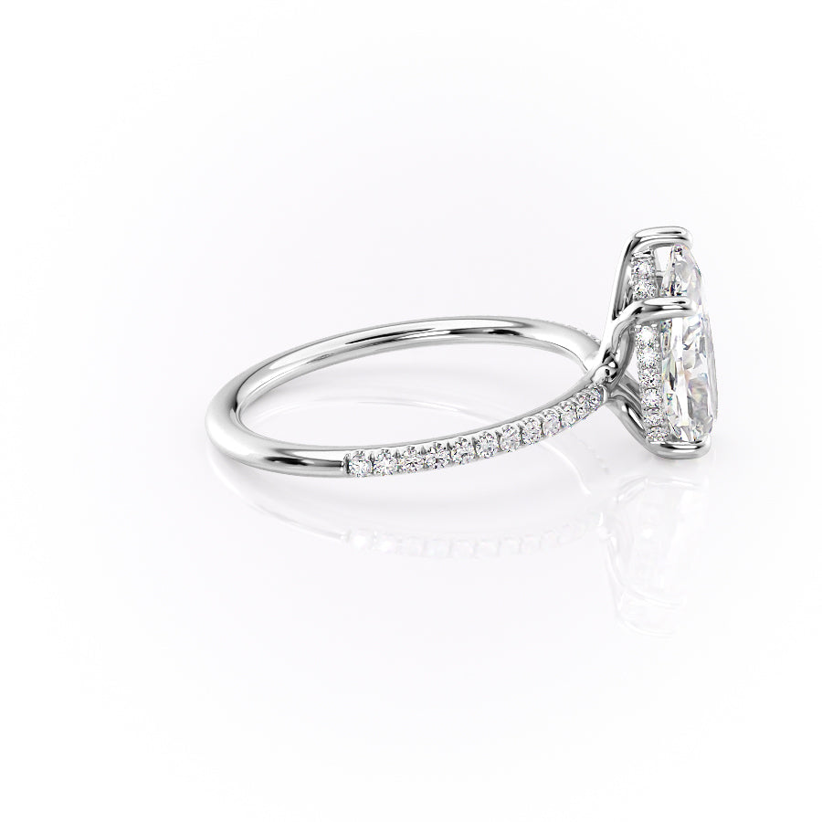 Eternal Pear 2.08 Carat VVS1 Lab-Grown Hidden Halo Pave Engagement Ring in 18K White Gold Right Side View