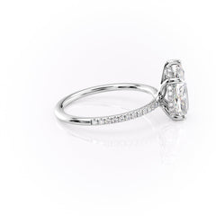 Eternal Pear 2.08 Carat VVS1 Lab-Grown Hidden Halo Pave Engagement Ring in 18K White Gold Right Side View