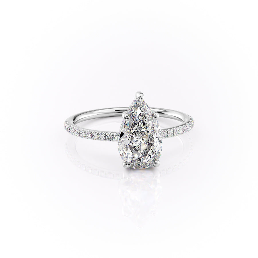 Eternal Pear 2.08 Carat VVS1 Lab-Grown Hidden Halo Pave Engagement Ring in 18K White Gold Right View