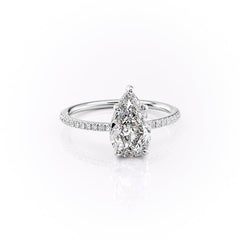 Eternal Pear 2.08 Carat VVS1 Lab-Grown Hidden Halo Pave Engagement Ring in 18K White Gold Right View