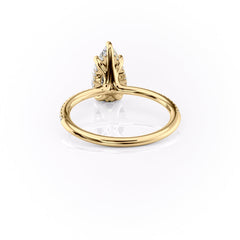 Eternal Pear 2.08 Carat VVS1 Lab-Grown Hidden Halo Pave Engagement Ring in 18K Yellow Gold Back View