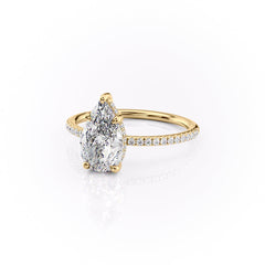 Eternal Pear 2.08 Carat VVS1 Lab-Grown Hidden Halo Pave Engagement Ring in 18K Yellow Gold Left View