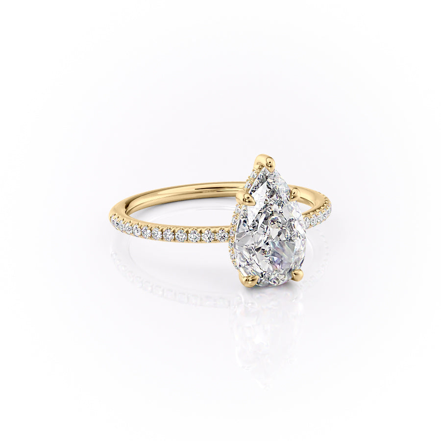 Eternal Pear 2.08 Carat VVS1 Lab-Grown Hidden Halo Pave Engagement Ring in 18K Yellow Gold Right View