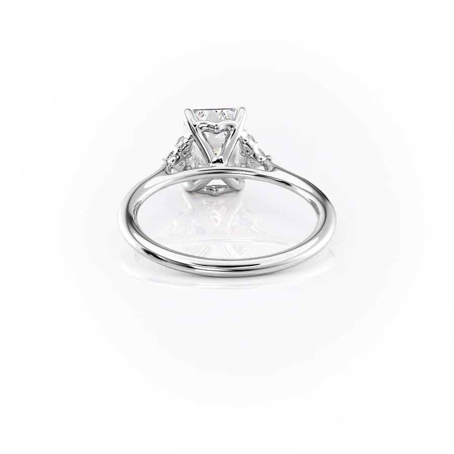 Eternal Prism 2 Carat VVS1 Lab-Grown Emerald Three Stone Engagement Ring in 18K White Gold Back View