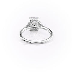 Eternal Prism 2 Carat VVS1 Lab-Grown Emerald Three Stone Engagement Ring in 18K White Gold Back View