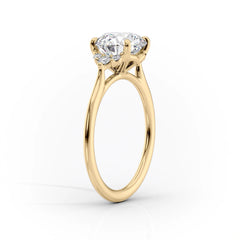 Eternal Prism 2 Carat VVS1 Lab-Grown Emerald Three Stone Engagement Ring in 18K Yellow Gold Standing View