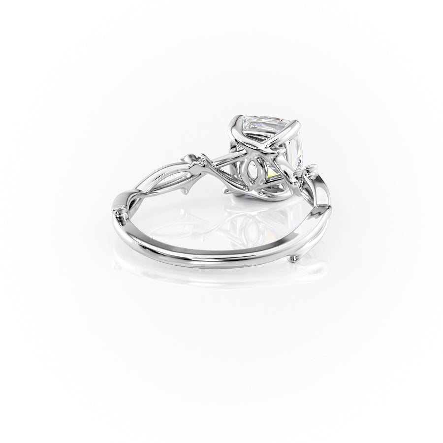 Eternal Radiance 1.50 Carat VVS1 Lab-Grown Cushion Three Stone Engagement Ring in 18K White Gold Back Cross View
