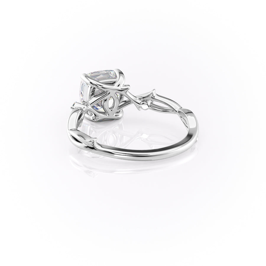 Lustrous Whim 1.50 Carat VVS1 Lab-Grown Cushion Three Stone Engagement Ring in 18K White Gold Left Cross View