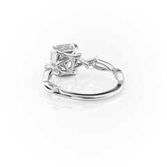 Lustrous Whim 1.50 Carat VVS1 Lab-Grown Cushion Three Stone Engagement Ring in 18K White Gold Left Cross View